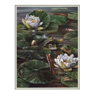 Frog In Lily Pond Finest LAMINATED Print Pat Durgin 22x28 