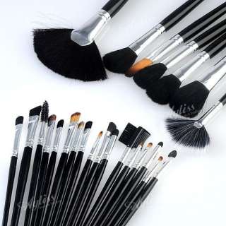 24 tlg Pinsel Brush Make up Schmink set Schminkpinsel schwarz Leder 
