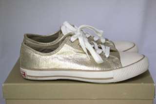   Gold Metallic Canvas Sneakers Flats Shoes SZ 7.5 M US 38 UK NIB  