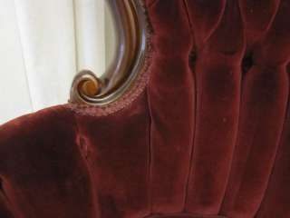   Victorian Style Set of Ladies & Gentlemans Chairs Deep Burgundy Fabric