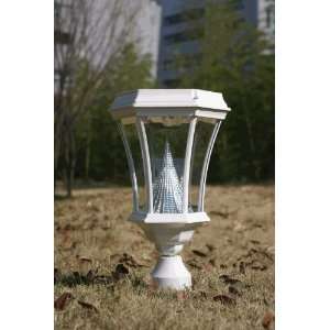  Solar Post Light   Fits 3 Post/Pipe in White Finish 