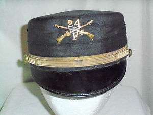   Visor Officers Hat, 24th Infantry, Co F, Buffalo Soldiers Ames  