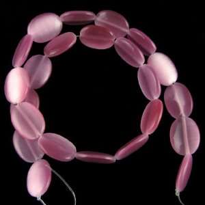    18mm pink fiber optic cats eye flat oval beads 15
