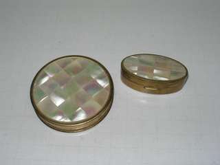 VINTAGE MAX FACTOR MOTHER OF PEARL COMPACT AND LIPSTICK CASE  