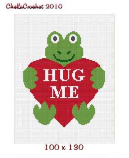 Frog Heart Hug Me Afghan Crochet Pattern Graph 100st  