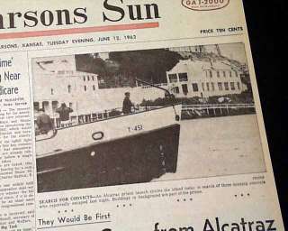 Real ESCAPE FROM ALCATRAZ PRISON Island 1962 Newspaper  