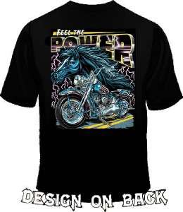 Feel the Power Horse Biker Back Design T Shirt S 6x  