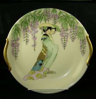 LG Limoges Hand Painted Signed Geishas & Wisteria Plate  