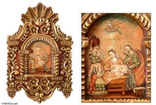 BIRTH of JESUS~Peru Original OIL Painting Framed ~ ARTS  