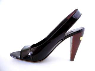 LOUIS VUITTON Shoe 7 Heel Hardware Dtl rich dark brown Patent leather 
