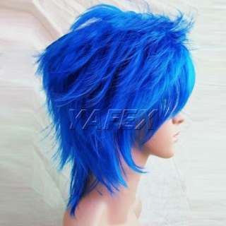   blue layered cosplay Wig Wigs hair+free cap personalization  