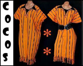 VTG Orange Ethnic MEXICAN Woven SERAPE Dress 1 Size  