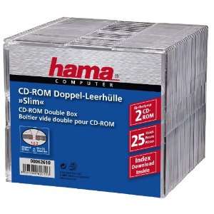 Hama CD ROM Box Slim Double, Transparent, 25er Pack  