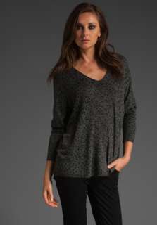 JOIE Opal All Over Leopard Sweater in Dark Heather Grey/Caviar at 
