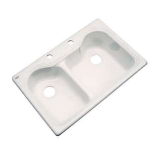   Drop In Acrylic 33x22x9 2 Hole Double Bowl Kitchen Sink in Almond