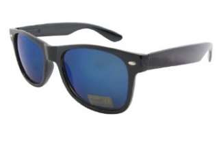 Wayfarer Sonnenbrille Nerd Brille schwarz und blau verspiegelt  