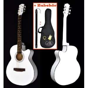 Design Akustik Gitarre Western Style in Weiß mit Rosenholz   mit 