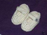 Handmade Crocheted Mary Janes Baby Shoes *0 3 MONTHS*  