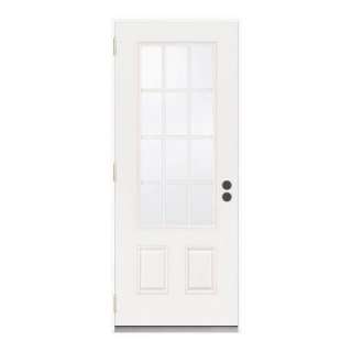 JELD WEN 32 in. x 80 in. Steel White Prehung Right Hand Outswing 12 