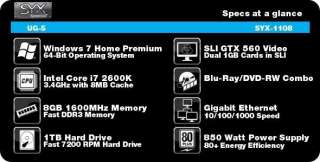 SYX UG 5 Intel Ultimate Gamer   Intel Core i7 2600K 3.4GHz, Genuine 