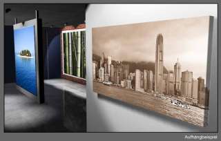 Leinwand Kunst Bild Hongkong Skyline China Hafen Sepia  
