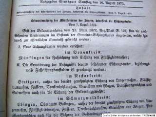 Regierungsblatt Königreich Württemberg 1873 Gesetze Kaiser König 