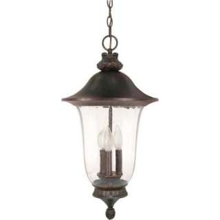   . Hanging Lantern with Fluted Seed Glass Finished in Old Penny Bronze