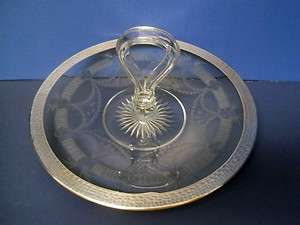    1917 HEISEY YEOMAN SANDWICH TRAY SILVER EDGE & ETCHED SWAGS  