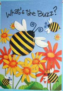 SPRING SUMMER FLAG LARGE OR SMALL BUMBLE BEES & FOWERS  