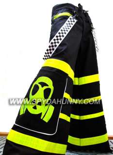 Spydahunny Rave Toxic Gas Mask PHAT PANTS w/ FREE Plain Suspenders 