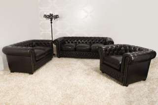 Edler Chesterfield Sessel 1er dark coffee Nieten Couch Sofa braun 