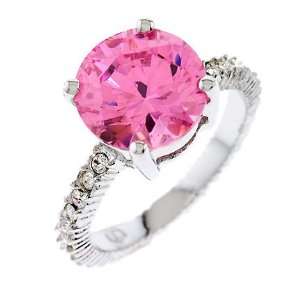 Ring mit Zirkonia Diamanten und rosa CZ Saphir   Verlobungsring 