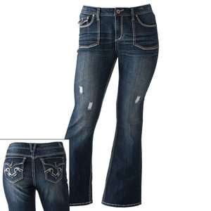 64 Hydraulic Womens 14W 16W 18W 22W Crinkled Slim Flare Plus Jeans 