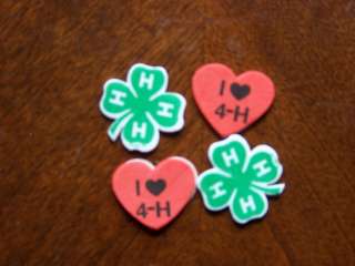 24 4 H Clover and Heart Foam Sticker Kids Craft  