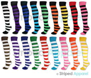 Striped Knee High Socks Costume Stripes   1 Pair  