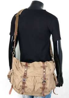 New Virginstone Mens Casual Canvas + Leather Messenger Shoulder Bag 