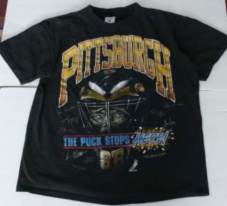 Vtg 90s Pittsburgh Penguins blk Hockey Tee Shirt M men  