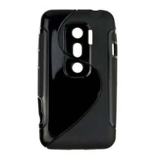 Black TPU Gel Skin Case Cover for HTC EVO 3D  