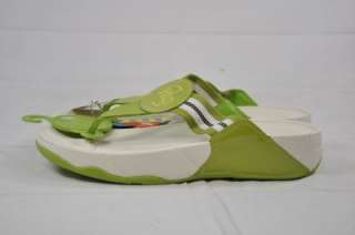FITFLOP WALKSTAR TONE & TRIM SANDAL GREEN WHITE size 5 35 (#4270 