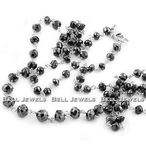 18.05CT FANCY BLACK DIAMOND BEAD STRING BY THE YARD NECKLACE 14k WHITE 