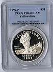 1999 Yellowstone Proof SILVER Dollar Coin Box & COA