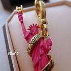   JUICY COUTURE PAVE CRYSTAL PINK NEW YORK STATUE LIBERTY BRACELET CHARM