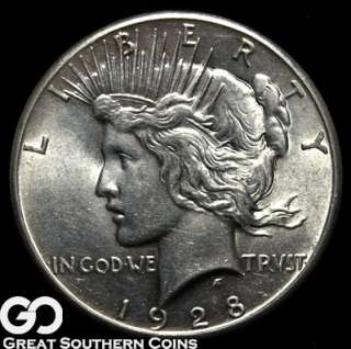 1928 Peace Silver Dollar CHOICE BU++/NEAR GEM BU ** RARE KEY DATE 