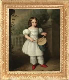 1847 GIRL PLAYING THE DRUM Dollhouse Miniature Picture  