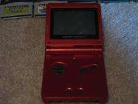 Game Boy Advance SP GBA Handheld System Flame Red 20 Games Bundle LOT 