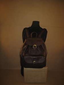 FRYE Vintage Dark Brown Leather Backpack Rucksack Knapsack Bag Simple 