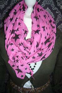   Neu Seide made in italy Sterne pink schwarz BW Tuch Pareo scarf silk