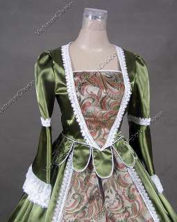 Renaissance Colonial Gothic Satin Brocade Dress Ball Gown Prom 155 S 