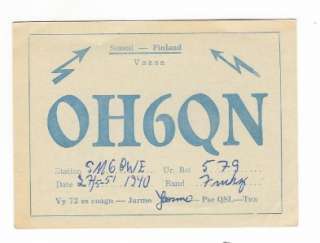 QSL Finland Vaasa OH6QN Ham Radio 1951 DX  