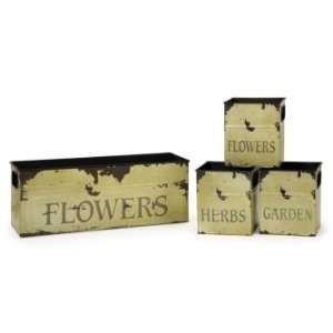  IMAX Charming Green Tin Flower And Herb Planters Set Of 